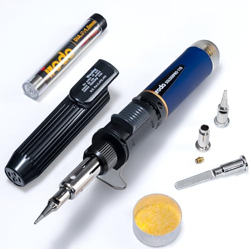 IRODA SolderPro 110 Butane Soldering Iron Kit, 115 MIns Run Time, Rapid Heat Up, Professional Set With Tips & Sturdy Tool Case (No Butane Included)