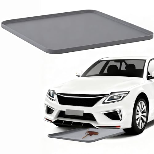 Oil Drip Pan for Under Car, Oil Spill Mat for Garage Floor Waterproof Driveway Outdoor Oil Drip Tray Silicone Oil Drip Pan No Splatter Non-Slip Oil Catch Pan Easy to Clean Reusable - color: gray