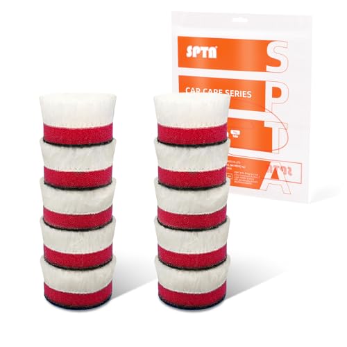 SPTA 10 Pack 1 Inch 25mm T20 Microfiber Finishing Polishing Pads -for Light Cut and Final Finish Polishing for Mini Car Polisher, Removes Fine Scratches & Holograms -MP101-10 - color: 10 Pack 1 Inch T20 White Microfiber Finishing Pads, size: 1 Inch (25mm)