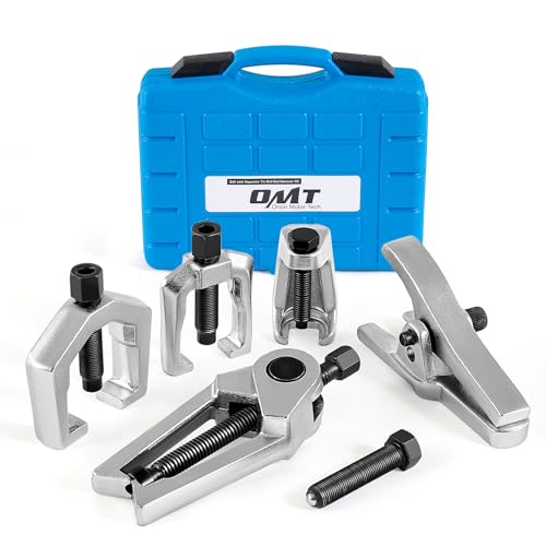 OMT Ball Joint Separator, Tie Rod End Tool Set, Pitman Arm Puller | Includes 5pc Popular Tools for Servicing Ball Joints, Tie Rods, and Pitman Arms, Blue Case Silver Puller - color: Blue Case Silver Puller