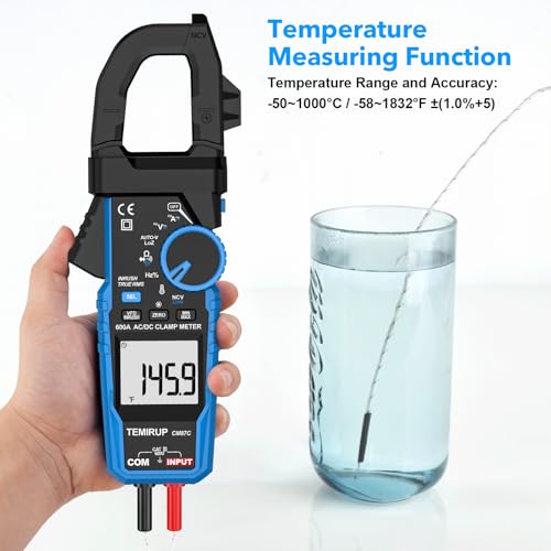 Digital Inrush Clamp Meter Multimeter, TEMIRUP T-RMS 6000 Counts 600A Current Amp Volt Meter with VFD,LOZ Mode; Measures NCV AC/DC Current Voltage Temperature Resistance Capacitance Continuity - size: CM87C, style: 600A AC/DC Clamp Meter
