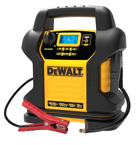 DEWALT Jump Starter DXAEJ14 1600 Amps with Compressor | Portable Power Station with 15W USB-A and 25W USB-C power