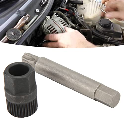 Alternator Pulley Tool, Alternator Pulley Socket Drill Bit Kit Alternator Pulley Wrench Kit 33 Teeth Spline Socket Drill Bit Puller Remover Tool Replacement for Alternators