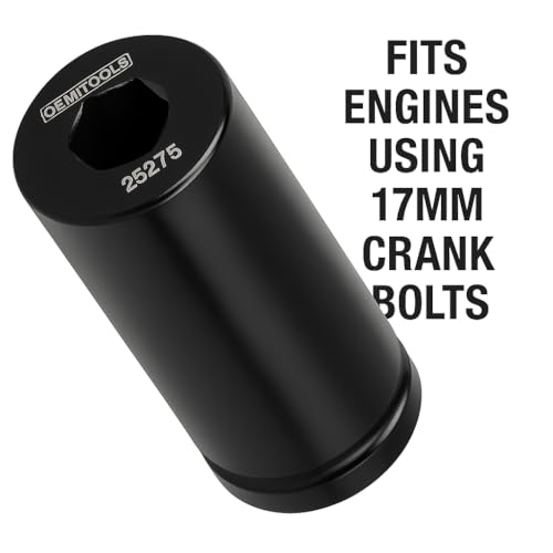 OEMTOOLS 25275 17mm Crank Bolt Socket, Heavy Duty Harmonic Balancer Socket For Stubborn Bolts, 17mm Impact Socket 1/2 Drive Crank Bolt Removal Tool - style: 17 millimeter