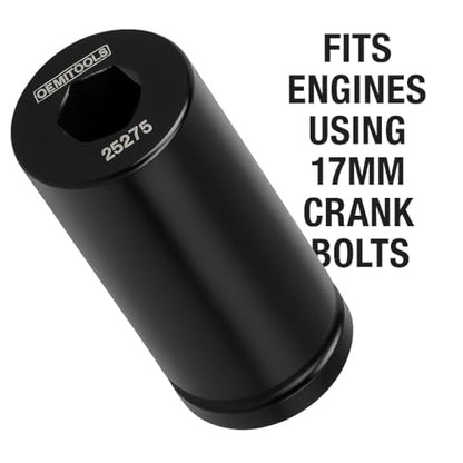 OEMTOOLS 25275 17mm Crank Bolt Socket, Heavy Duty Harmonic Balancer Socket For Stubborn Bolts, 17mm Impact Socket 1/2 Drive Crank Bolt Removal Tool - style: 17 millimeter