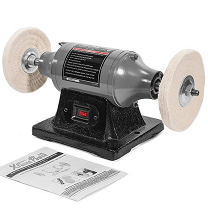 XtremepowerUS 6" Bench Buffer Polisher, 1/2 HP Bench Polishing Machine, Heavy-Duty Metal Buffer Grinder with Dual Buffing Wheels for Stainless Steel, Aluminum, Chrome & Automotive Parts - size: 6" Buffer Grinder