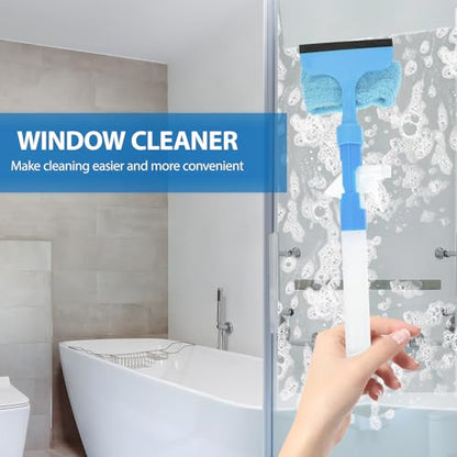 Double-Sided Window Wiper Cleaner 2pcs Blue Water-Jet Glass Cleaning Tool for Dirt Removal and Water Spots, Reusable Squeegee for Home, Shower, and Car Windows