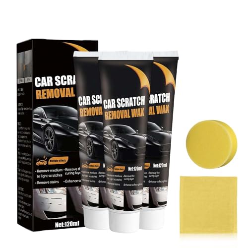 2026 New Upgrade Car Scratch Removal Wax, Scratch Remover for Vehicles with Wipe and Sponge, Car Polishing Wax Scratchs Remover, Cars Paint Scratchs Repair Kit for Deep Scratches (3 Set) - color: 3 Set