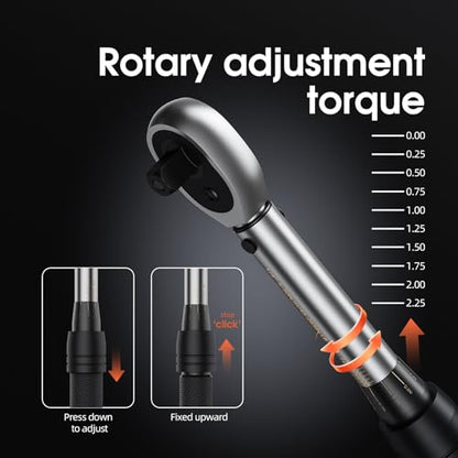 17 Piece Small Torque Wrench Set (5-30nm), 1/4" Drive Click, 72 Teeth Bidirectional Torque Wrench, ±3% Accuracy，Professional Tool Set for Bicycles and Motorcycles