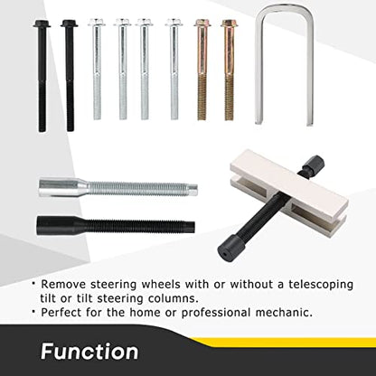 Car Steering Wheel Puller Compressor Remover Set | Automotive Steering Wheel Lock Plate Compressor Removal Tool Kit, for Most Cars, SUVs and Light Trucks