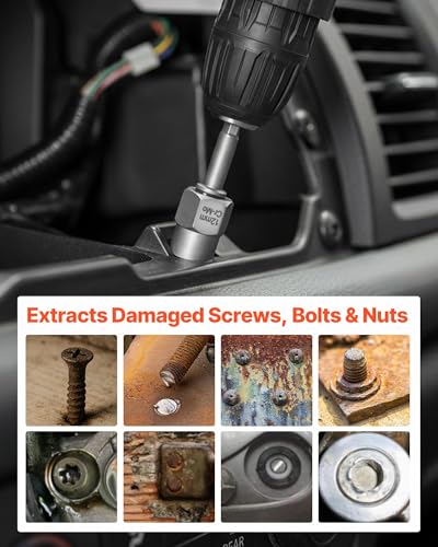 VEVOR 49-Piece Bolt Extractor Kit and Easy Out Screw Extractor Set, Lug Nut Removal Tool with Drill Bit Set for Removing Damaged, Frozen, Broken, Rusted, Rounded-Off Bolts, Nuts & Screws, Adapters - size: 49 PCS
