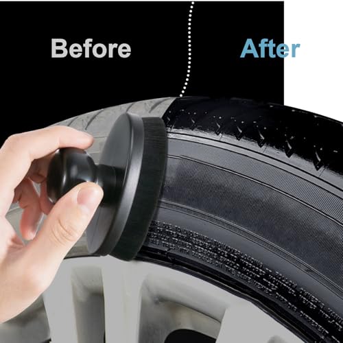 UNIMEIX Tire Shine Applicator Brush Large Vegan Oval Tire Shine Brush with Storage Stand for Vehicles Tire Shine Polish Wax and Car Wash