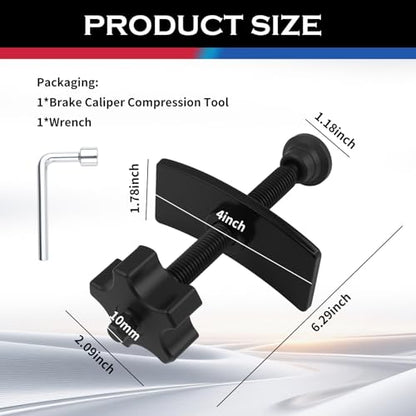 Disc Brake Caliper Compression Tool with 10mm Wrench,Heavy Duty Caliper Piston Compressor Tool Brake Pad Spreader,Professional Brakes Calipers Tools Automotive Tools