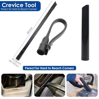 Alrens 10PCS Vacuum Attachments & Brushes Kit for Shop Vac Accessories | Includes 4 Hose Adapters, Flexible Crevice Tool for Hard-to-Reach Areas, Ideal for Home & Car Detailed Cleaning - style: 10PCS