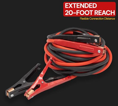 Mytee Products 0 Gauge 20 ft Jumper Cable - Heavy Duty 3000A Booster Cables with Iron Clamps, Copper Coated Aluminum Core & PVC Insulation for Cars, SUVs, Trucks, RVs - size: 1 - Pack