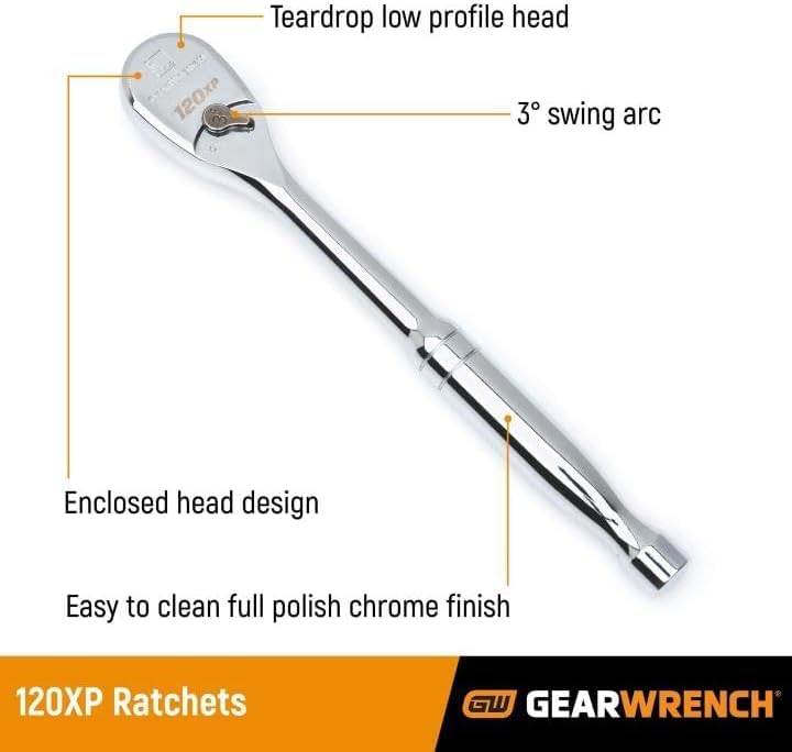 GEARWRENCH 49 Pc. 1/2" Drive 6 Pt. 120XP Mechanics Tool Set, Standard & Deep, SAE/Metric - 80700P - size: 1/2", style: 49-piece kit