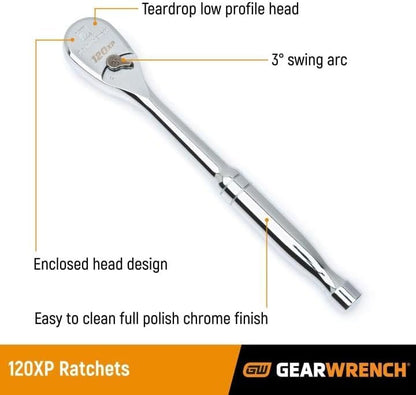 GEARWRENCH 49 Pc. 1/2" Drive 6 Pt. 120XP Mechanics Tool Set, Standard & Deep, SAE/Metric - 80700P - size: 1/2", style: 49-piece kit