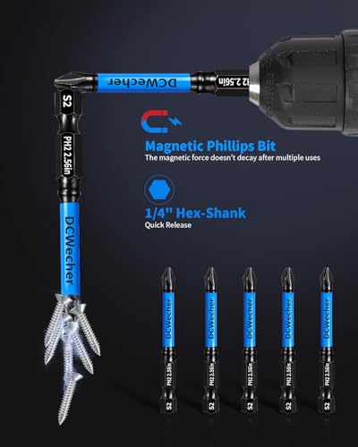 10-Pack 2 Phillips Bits for Impact Driver, 2.5-Inch Magnetic Drill Screwdriver Bit Set, with 1/4" Hex Shank S2 Steel, for Power Drill, Professional & DIY - size: 2.5 inch 10pcs ph2
