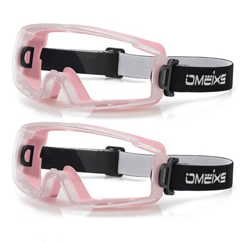 Anti Fog Safety Goggles Over Glasses - ANSI Z87.1 Certified Eye Protection for Chemistry Lab Work - 2 Pack - color: 2pcs - Pink