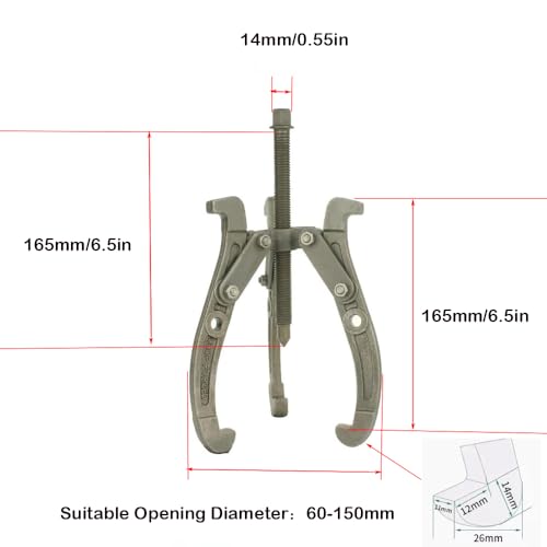 6" Gear Puller,3 Jaw Puller for Pulley Gear Bearing Flywheel Removal,2 Jaw / 3 Jaw Puller with Reversible Jaws, Bearing Puller Suitable for Automotive Repair and Industrial Maintenance - size: 6in