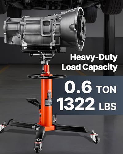 VEVOR Transmission Jack, 1322 LBS Hydraulic Telescoping Transmission Jack, 32"-67" High Lift Transmission Jack Stand with Foot Pedal, 360° Swivel Wheel - size: 1322 lbs