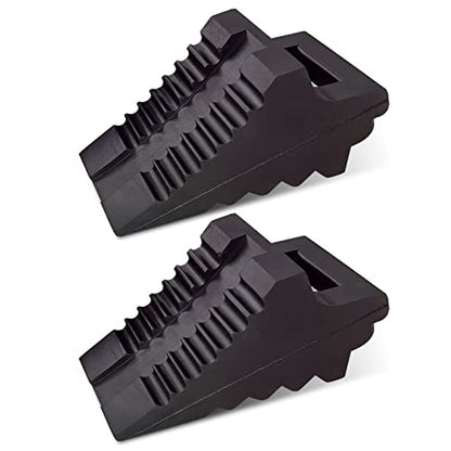 ROBLOCK Solid Rubber Wheel Chocks Heavy Duty Trailer Chock, G.V.W. Up to 4T, 2 Pack Black, 8.6" L x 3.7 W x 4.7" H for Car, Travel Trailers, RV, Truck, and ATV, for All Weather Use - color: 2 Pc Medium