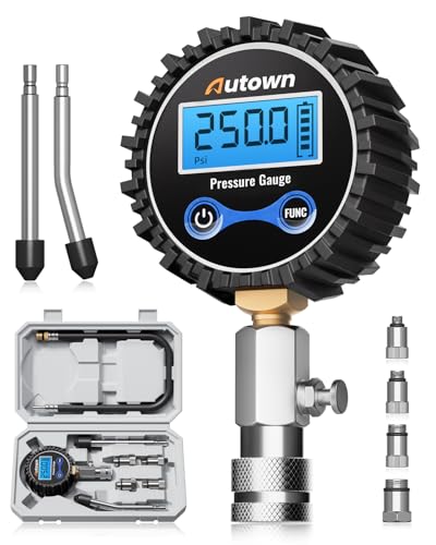 AUTOWN Digital Compression Tester Kit 8-Piece - 250 PSI Engine Compression Gauge with 4-Unit Backlit LCD, 1% Accuracy for Car Truck ATV Small Gas Engines