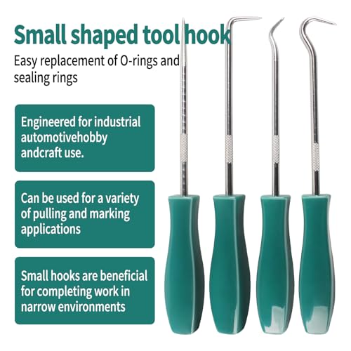 Pick and Hook Set,4 Pcs Automotive Pick Tool Set for Car Auto Oil Seal/O-Ring Seal Gasket Pick Mini Hooks Puller Remover Green