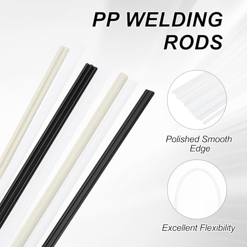 MECCANIXITY 20pcs Plastic Welding Rods, 8 Inch PP Welding Strips 1/4" for Plastic Welder Soldering Tool Kit, Car Bumpers, Kayak Repair, White