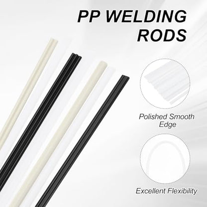 MECCANIXITY 20pcs Plastic Welding Rods, 8 Inch PP Welding Strips 1/4" for Plastic Welder Soldering Tool Kit, Car Bumpers, Kayak Repair, White