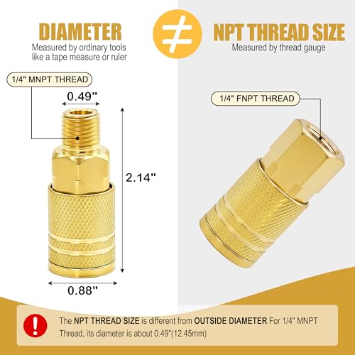 45PCS Air Coupler Plug Kit 1/4”NPT Air Tool Fittings Quick Connect Air Hose Fittings Compressor Accessories Connectors