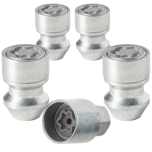 Farad H1/E Galvanized Silver Lug Nut Wheel-Locks Kit Suitable for Hyundai Elantra (M12 X 1.5 Thread Size) - Set of 4 Lug Nuts + 1 Key