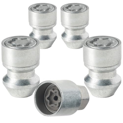 Farad H1/E Galvanized Silver Lug Nut Wheel-Locks Kit Suitable for Hyundai Elantra (M12 X 1.5 Thread Size) - Set of 4 Lug Nuts + 1 Key