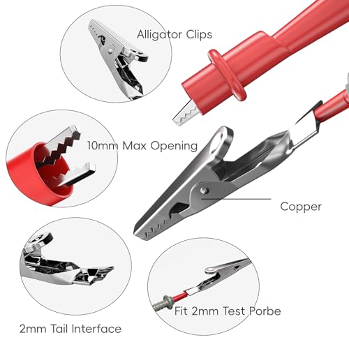 Goupchn 6PCS Multimeter Test Leads Kit with Push On Alligator Clips | Precision Sharp Probes, Digital Electrical Test Probes, 1000V 10A - style: P1506B