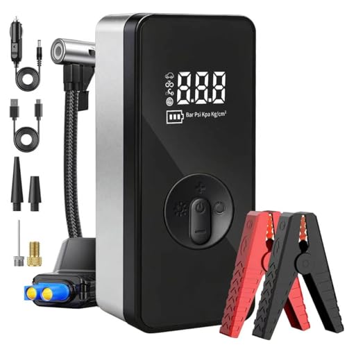 Jump Starter with Air Compressor,14.8V 8000A Peak Portable Car Battery Jump Starter Jump Box,150PSI Car Air Pump Tire Inflator Battery Charger with LED Light, LCD Display