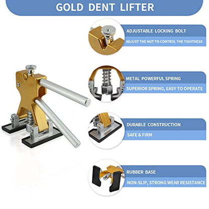 97PCS Dent Puller Kit, Paintless Auto Body Dent Repair Kit with Golden Lifter, Slide Hammer T-bar Dent Puller, Bridge Puller, Suction Cup and Glue Gun for Car Dent Remove Auto Body Dent Removal Kit