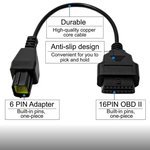 16 Pin 6 Pin OBD2 OBDII Motorcycle Diagnostic Cable Adapter Compatible with Husqvarna - color: For Husqvarna 6Pin