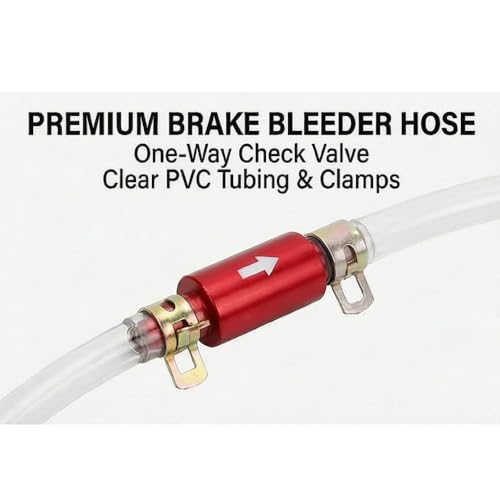1Pair Brake Bleeder Hose, One Way Check Valve Tube Brake Bleeder Hose Set 6MM Long Lasting Bleeding Tool Kit Universal for Motorcycle Car