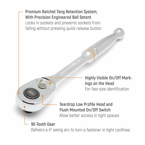 GEARWRENCH 1/2" Drive 90-Tooth Quick Release Teardrop Ratchet | 81309T - style: 1/2" Drive