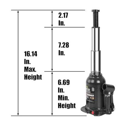 Torin 8 Ton (16,000 LBs) Double Ram Welded Hydraulic Car Bottle Jack for Auto Repair and House Lift, Black, ATH80802XB - color: Black, style: Double Ram