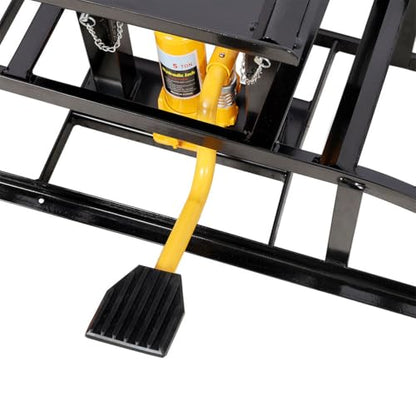 2 Pack Car Ramps, Hydraulic High Lift Service Vehicle Ramps, Heavy Duty Steel Portable Car Ramps with Pedal and Support Jack 5 Ton Low Profile Hydraulic Car Ramps for DIY Auto Beauty,Black - color: Black