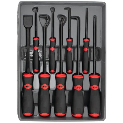 Performance Tool W948 9-Piece Hook/Pick/Scraper Set,Black/Red