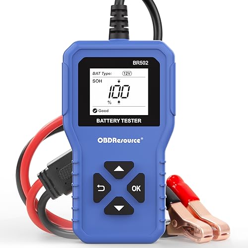 Car Battery Tester 6V 12V 24V Battery Voltage Tester, BR502 100-2000 CCA 2Ah-220Ah Internal Resistance Tester Automotive Accurate Digital Auto Battery Analyzer for Car Truck Marine Motorcycle SUV Boat - color: Blue