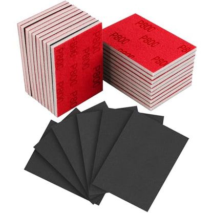 24Pcs Sanding Sponge 800 Grit Wet Dry Soft Foam Hand Sander Block | 3x4 Inch Soft Foam Conforms to Curves and Edges, Hook and Loop Backing, Ideal for Wood Metal Furniture - size: 24pcs 800 Grit, style: Aluminum