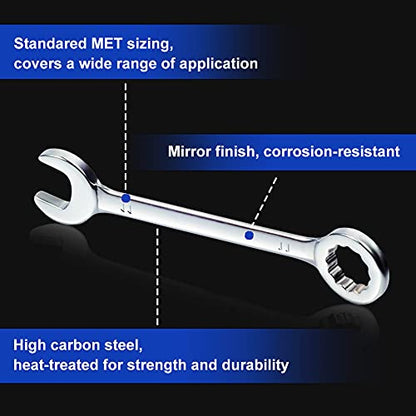 SPEEDWOX Mini Wrench Set Metric 10 Pcs Ignition Wrench Sets 4mm-11mm Open End and Box End Combination Spanner Wrench Set with Storage Pouches and Key Chains for Assembling Furniture Small Equipment - size: Combination Metric 10-Piece