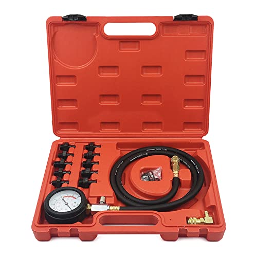 Engine Compression Tester Kit Petrol Fuel Cylinder Pressure Gauge Automotive Gauge Tool Set Testing Range 0-140 Oil Pressure Tester Kit & Tool for Engine Diagnostic