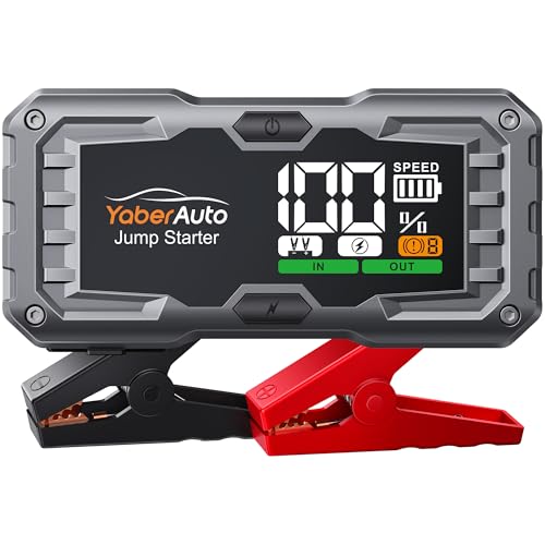 YaberAuto Car Battery Jump Starter 5500A Portable Car Jump Starter Battery Pack (10.0L Gas/9.0L Diesel), 12V Car Battery Jump Starter Portable, Jump Box with Jumper Cables, 160W DC, 4-Modes-Lights