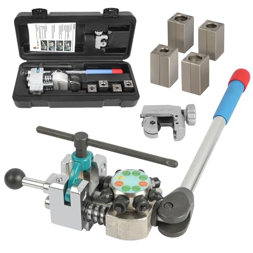 Professional Brake Line Flaring Tool Kit 45 Degree Flare, Single Flare, Bubble Flare, Double Flare for 3/16", 1/4", 5/16", 3/8", Brake Repair Brake Flaring Tools Brake Line and Tubing Flaring Tool