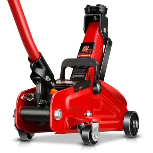 Auto Dynasty 2 Ton Floor Jack, Heavy Duty Steel Hydraulic Car Jack with Single Piston Quick Lift Pump, Hydraulic Racing Floor Jack, Lifting Range 5.1" to 13", Red - color: Red, size: 2 Ton