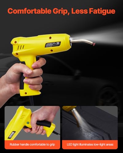 VEVOR Plastic Welding Kit, 220W Plastic Welder Gun with 800PCS Hot Staples & 56PCS Welding Rods, Professional Hot Staple Welding Gun with LED Light, Carrying Case for Kayak, Toys, Car Bumper Repair - style: 220W Gun with 800PCS